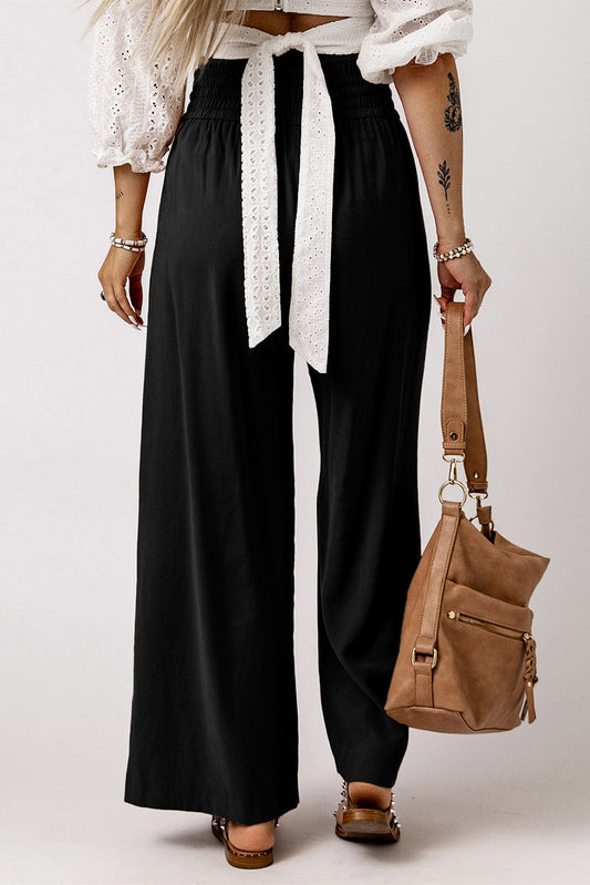 Kenzie Drawstring Elastic Waist Casual Wide Leg Pants-1